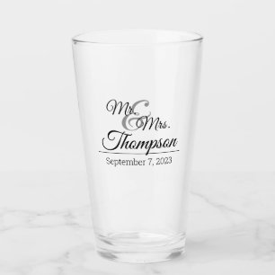 Verre M. & Mme Mariage Date de célébration