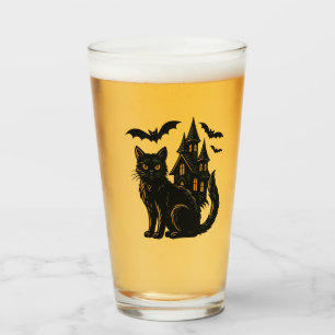Verre Maison hantée et chat noir