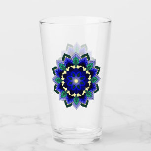 Verre Mandala Motif 02 en bleu foncé