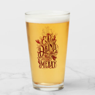 Verre Mangez Boire et Soyez Joyeux Noël Noël Fun Holiday