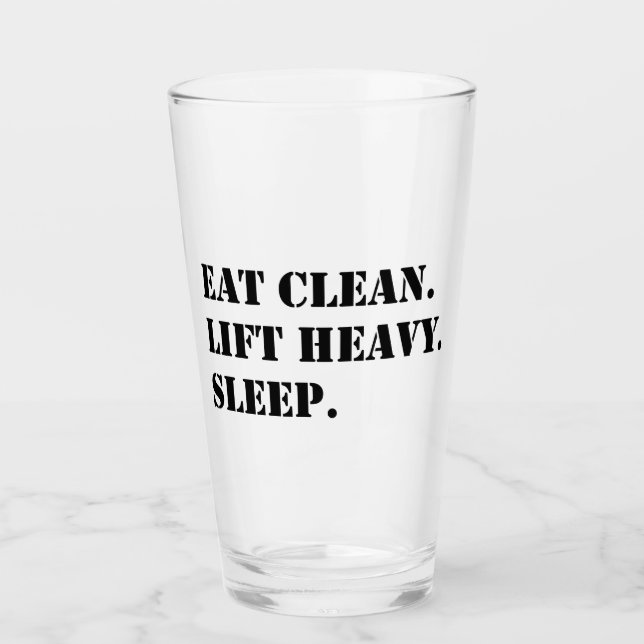 Verre Mangez Propres. Ascenseur Lourd. Dormir. (Devant)