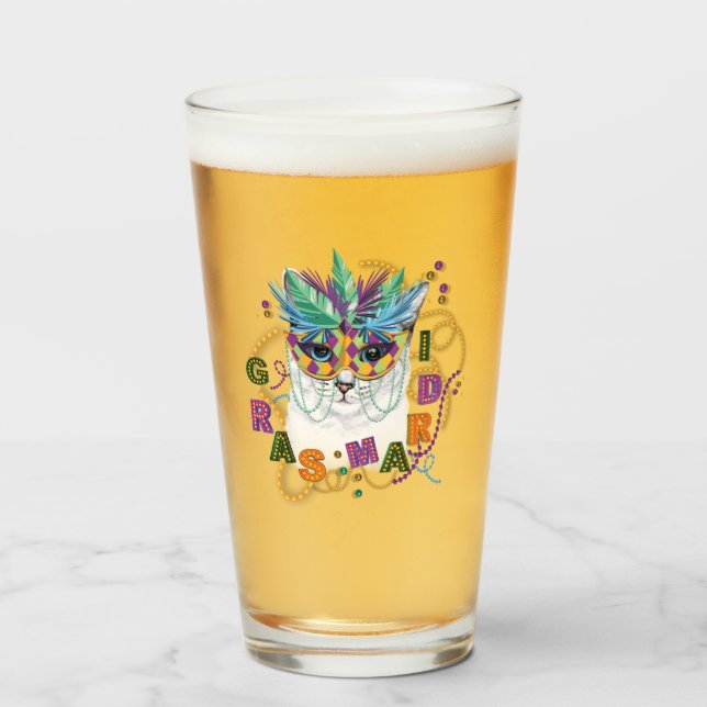 Verre Mardi Gras Chat, Funny Mardi Gras (Devant (rempli))