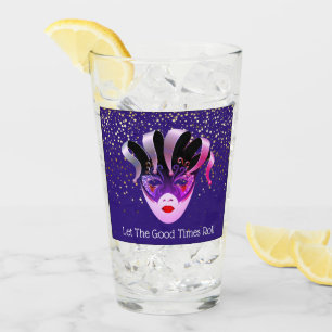 Verre Mardi Gras Glass-Let The Good Times Roll