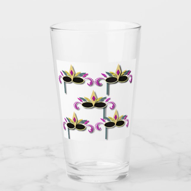 Verre Mardi Gras masques design coloré (Devant)