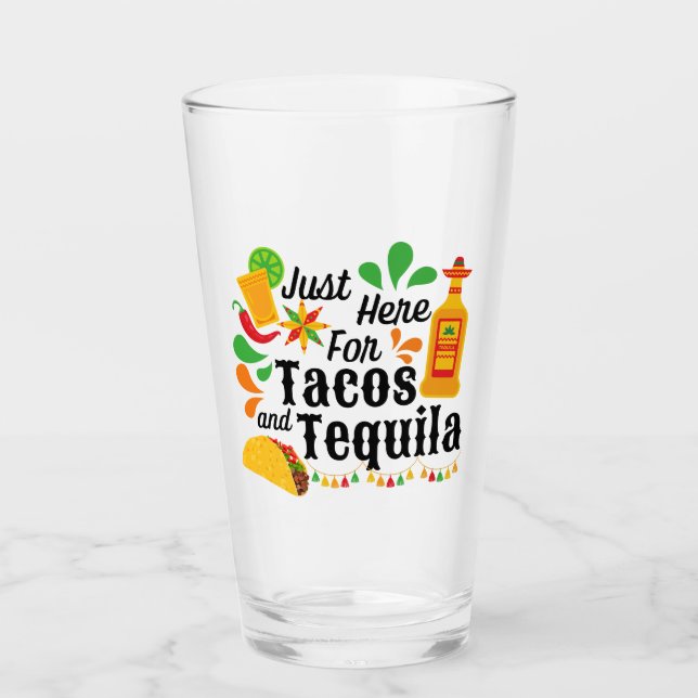 Verre Margarita Bar Glass Just Here for Tacos & Tequila (Devant)