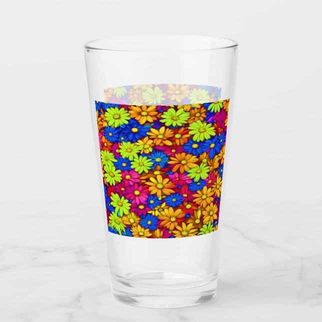 Verre Marguerites Abstraites colorées #22 (Devant)