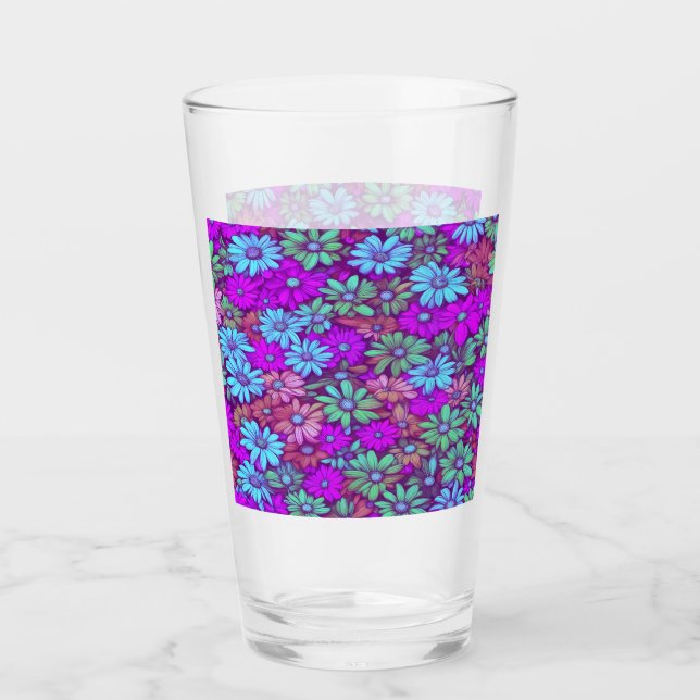 Verre Marguerites Abstraites colorées #40 (Devant)