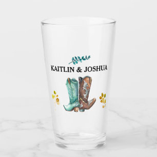 Verre Mariage Boots Cowboy 🤠 Monogramme Rustique Occide