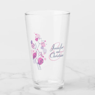 Verre Mariage confetti pétales personnalisées noms bleu 