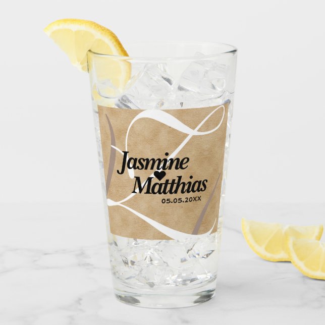 Verre Mariage de Burlap Vintage rustique (Devant glace)