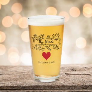 Verre Mariage de coeur de la bannière de fleurs de marié