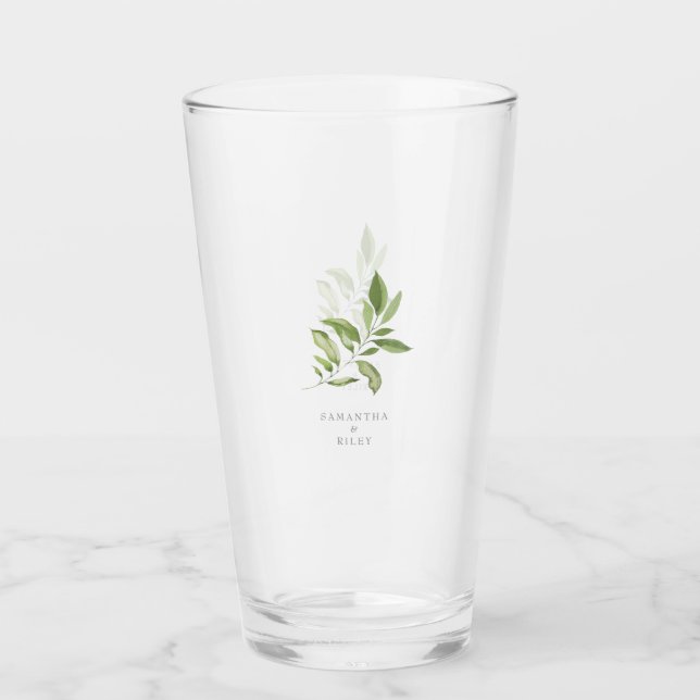 Verre Mariage de noms personnalisés de l'aquarelle pour  (Devant)