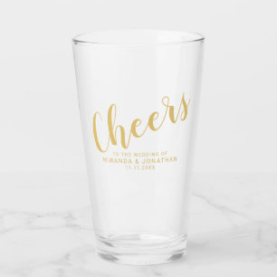 Verre mariage d'or à script moderne