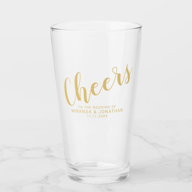 Verre mariage d'or à script moderne (Devant)