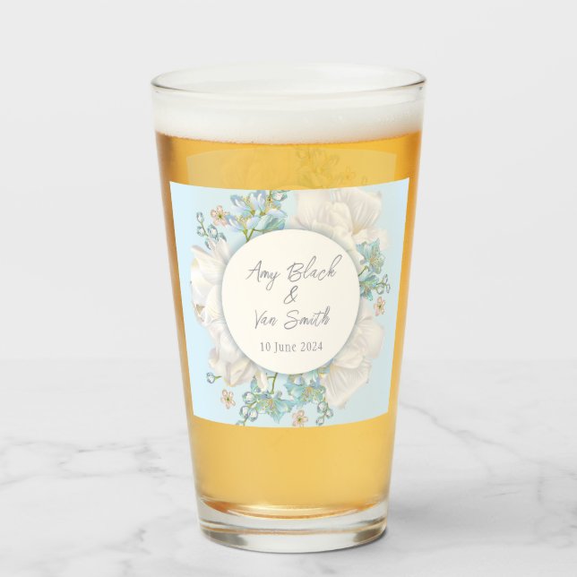 Verre Mariage floral bleu Tulip (Devant (rempli))