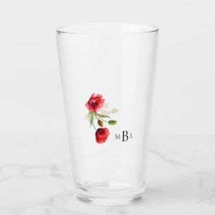 Verre Mariage Monogram Red Poppies