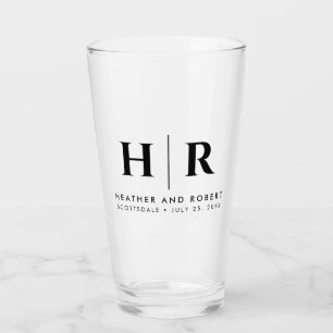 Verre Mariage Monogramme moderne mariée et chambre perso
