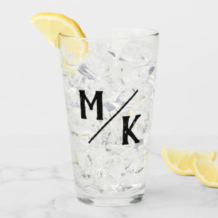 Verre Mariage Monogramme Simple Black Slash Mod Typograp