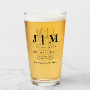 Verre Mariage simple minimal géométrique noir blanc