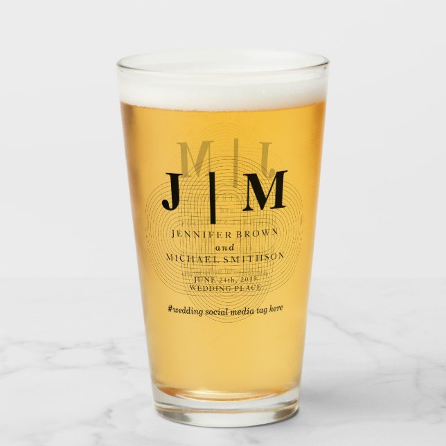 Verre Mariage simple minimal géométrique noir blanc (Devant (rempli))