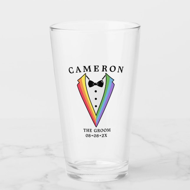 Verre Mariage Tuxedo Gay LGBTQ+ le Groom (Devant)