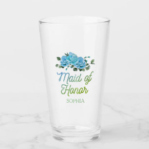 Verre Mariage unique Rustic Blue Roses Maid of Honor 