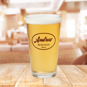 Verre Maroon Stylisé Mariage Meilleur nom d'homme