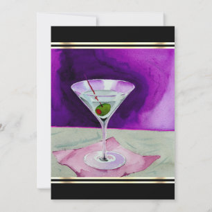 Verre Martini avec Olive Cocktail Party Invitation