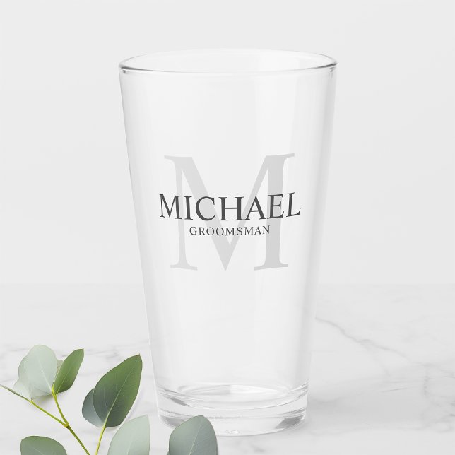 Verre Masculine Monogramme personnalisé et nom Groomsmen (Créateur téléchargé)