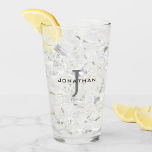 Verre Masculine noir et blanc initial + nom Monogramme