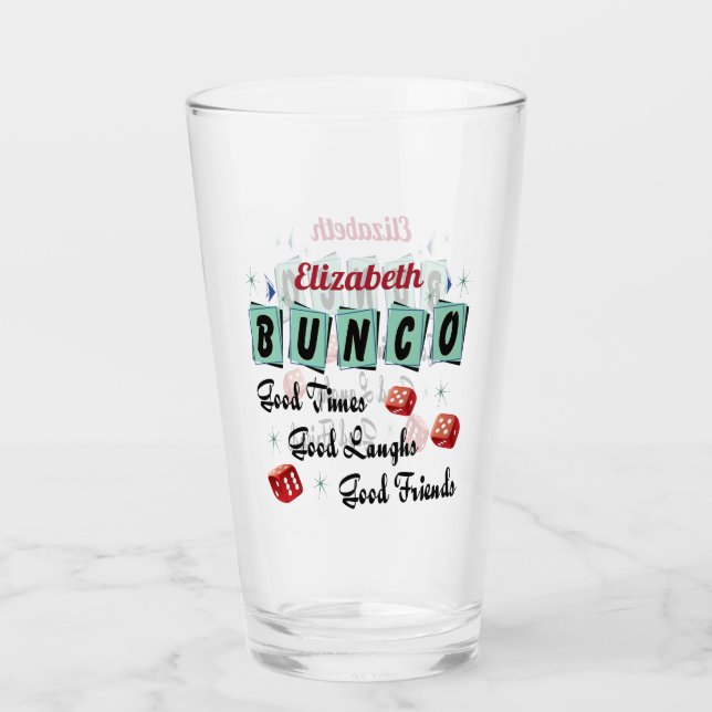 Verre Matrices de monogramme d'ami de joueur de Bunco (Devant)