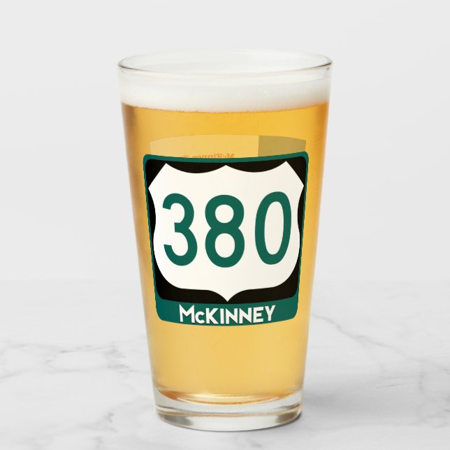 Verre McKinney, Texas, & US 380, Pint Glass (Devant (rempli))