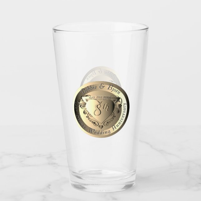 Verre Médaille de bronze du 8e anniversaire Mariage (Devant)
