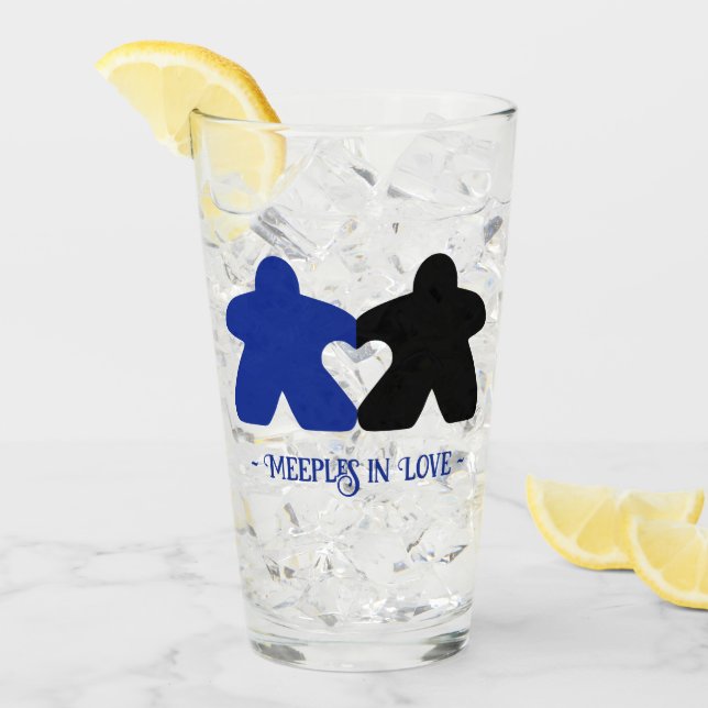 Verre Meeps en Amour, Bleu & Noir Tumbler (Devant glace)
