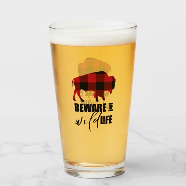 Verre Méfiez-vous du bison sauvage Plaid ID669 (Devant (rempli))