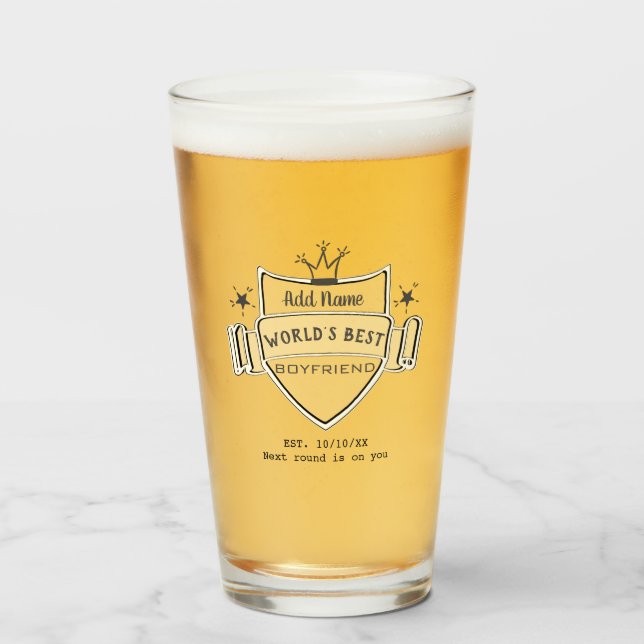 Verre Meilleur BOYFRIEND Customisé au monde de bière PIN (Devant (rempli))