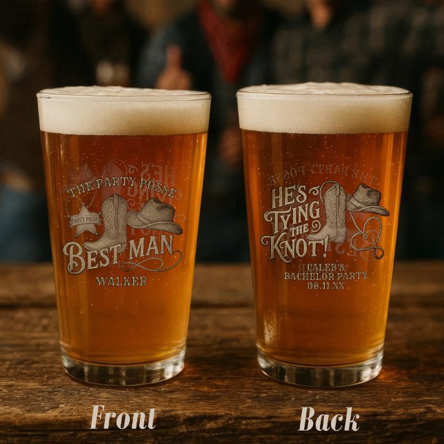 Verre Meilleur Garçon d'Honneur Groupe de Fête Cowboy En (Front/Back)