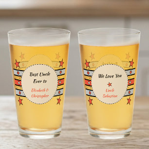 Verre Meilleur Oncle on t'aime noms étoiles orange bière