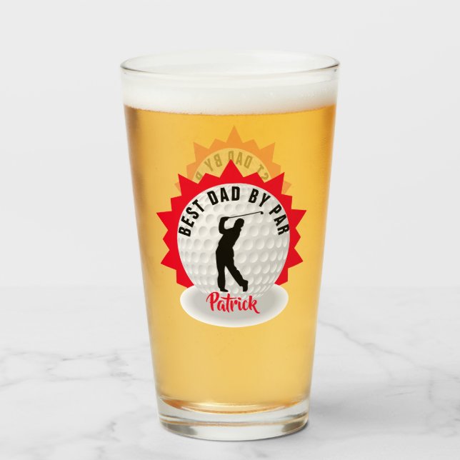 Verre Meilleur papa Golfer Pun personnalisé (Devant (rempli))
