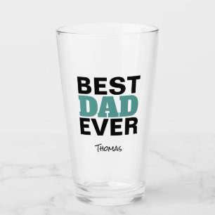 Verre Meilleur papa jamais Noir Turquoise Typographie Pe