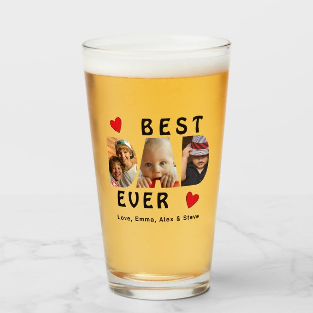 Verre Meilleur papa Jamais Photo Collage Personnalisé (Devant (rempli))