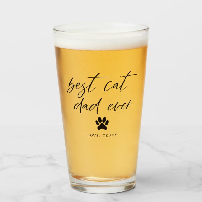 Verre Meilleur père de chat jamais (Devant (rempli))