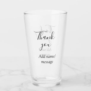 Verre Merci ajoutez un nom message simple calligraphie é