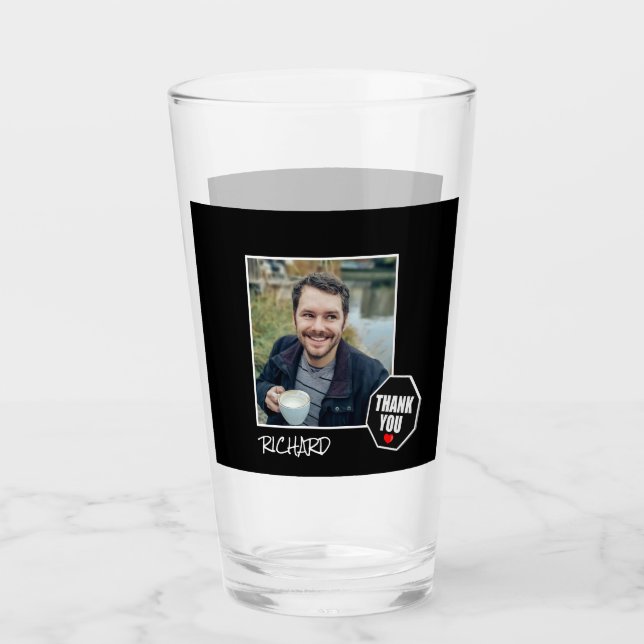 Verre Merci de coeur rouge, photo personnalisée - Person (Devant)