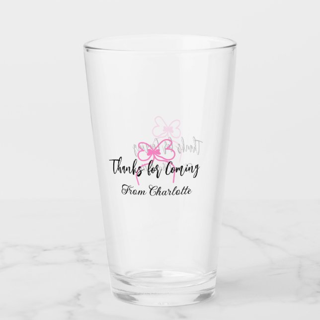Verre merci d'être venu nom du texte message arc rose f (Devant)