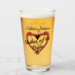 Verre Mère de la mariée Flamant rose Mariage Coeur