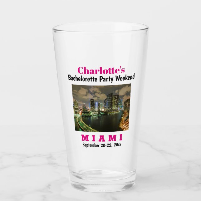Verre Miami Bachelorette Party Girls Trip Beer Pint (Devant)