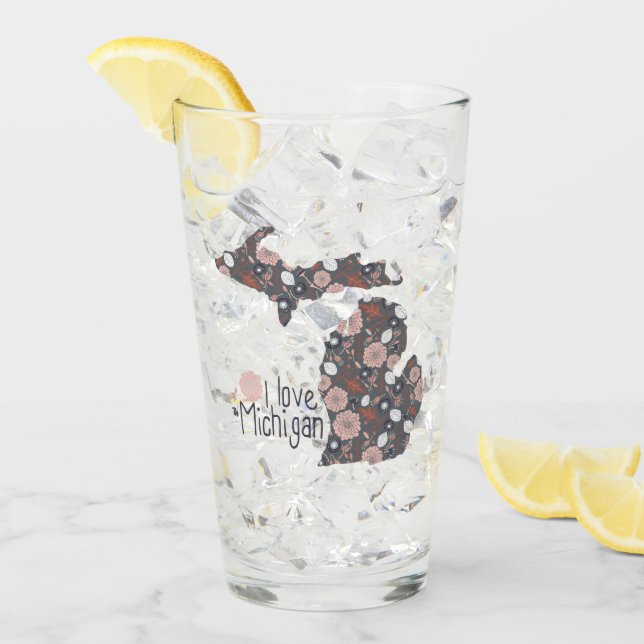 Verre Michigan I Love Floral Plein Silhouette (Devant glace)