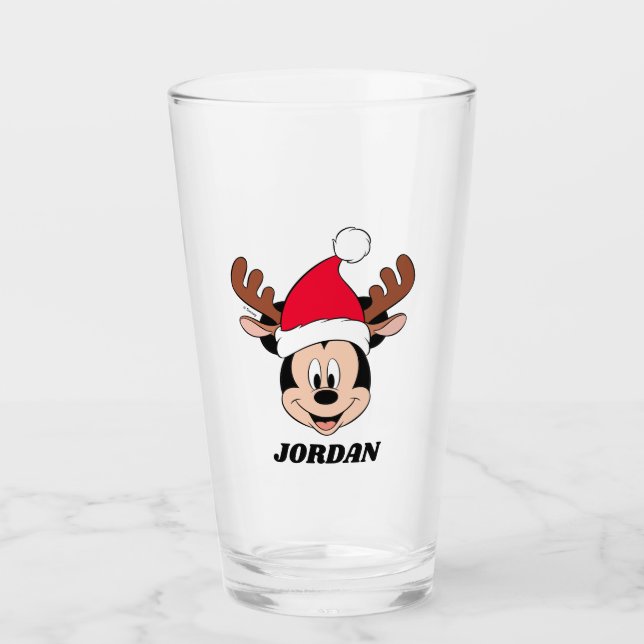 Verre Mickey Mouse | Reindeer Ears & Santa Hat (Devant)