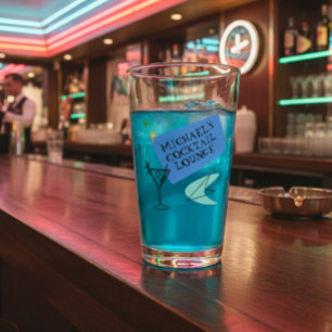 Verre Mid Century Modern Neon Cocktail Nom du salon